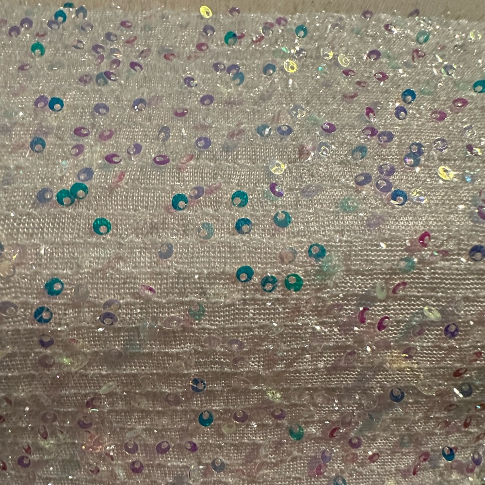 NWOT Selfie Leslie White Sequin Asymmetrical Midi Dress - Picture 8 of 10